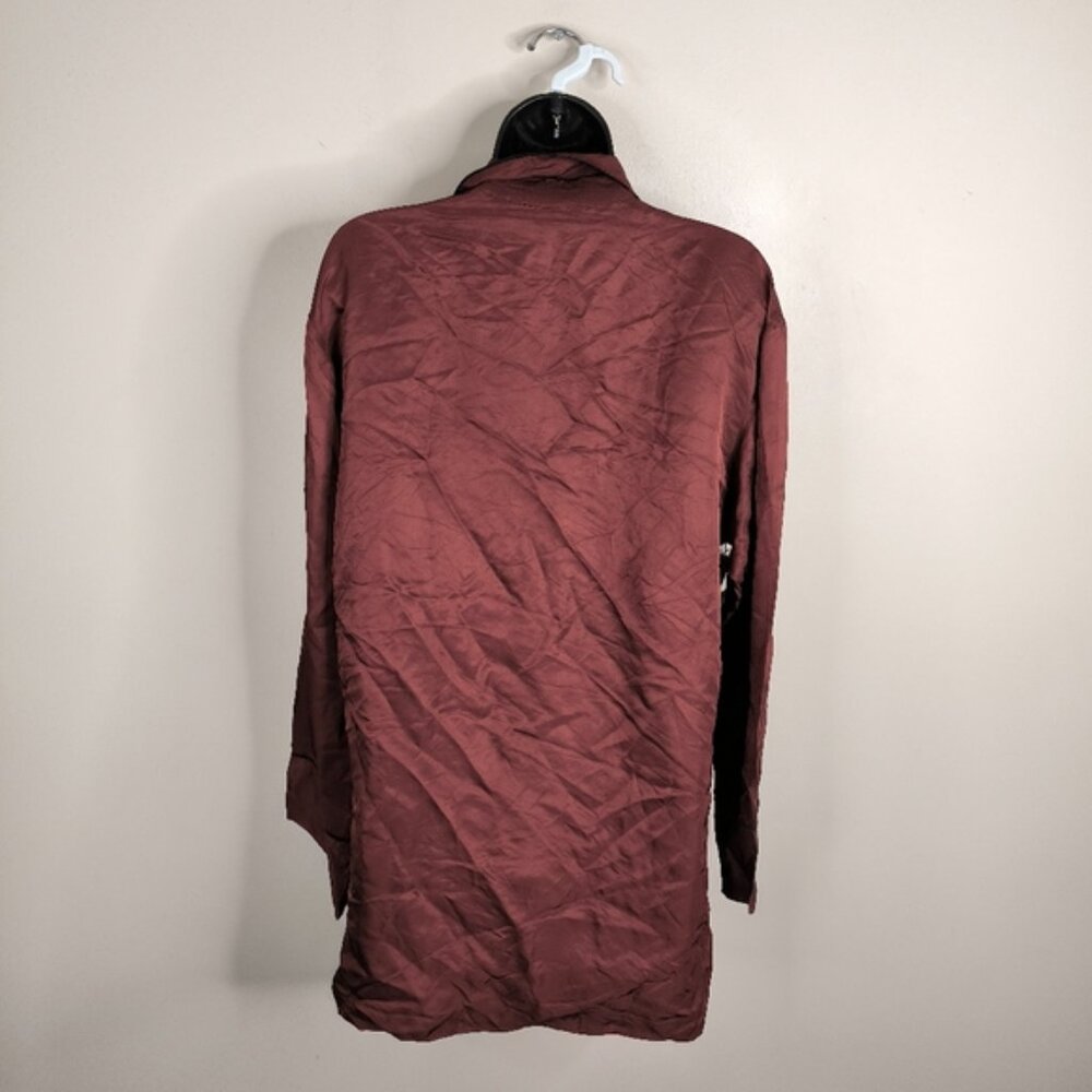 NWT Aritzia Wilfred Murol Preppy Oversized Sleek Truffle Black Pipping Shirt M - Picture 3 of 11